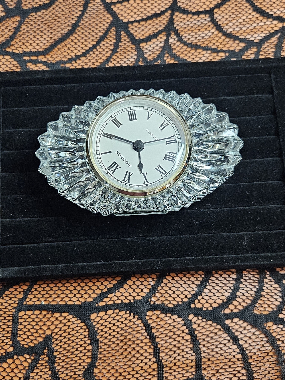 Shannon Crystal Lead Crystal Desk Clock Vintage Style Mantel Clock - Picture 2 of 7